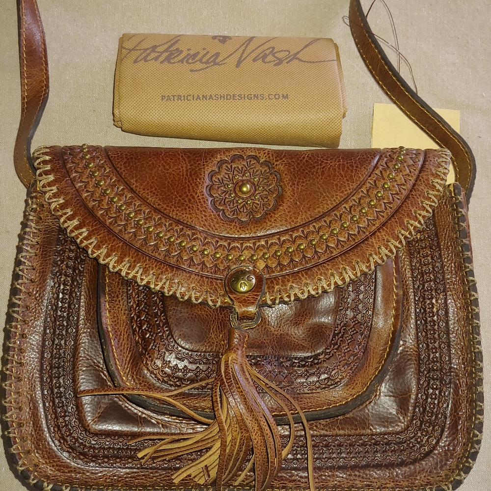 Patricia Nash Brown Leather Camila Hobo Bag Crossbody Purse New With Tags